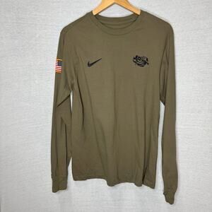 The Nike Tee LSU Long Sleeve T-Shirt Embroidered Army Green Men's sz SM